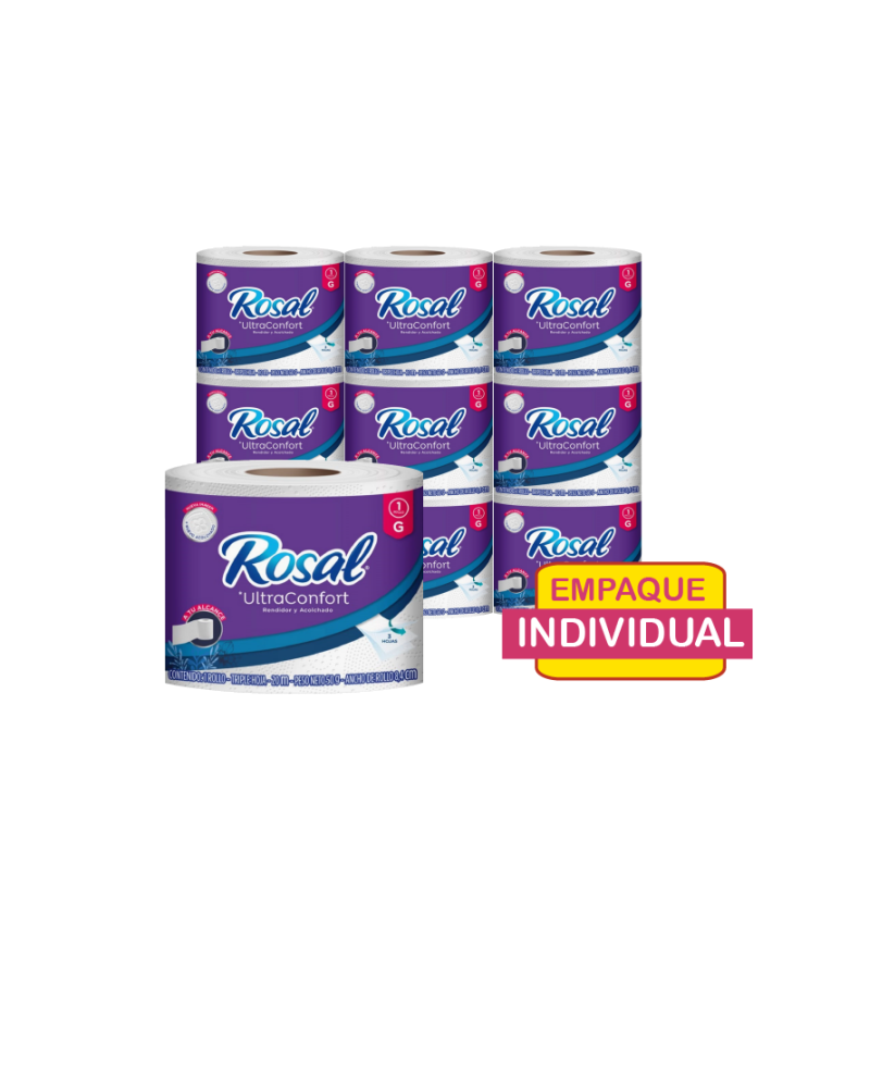 Papel Higiénico Rosal 2 en 1 G 18 Rollos Triple Hoja De 20 Metros c/u
